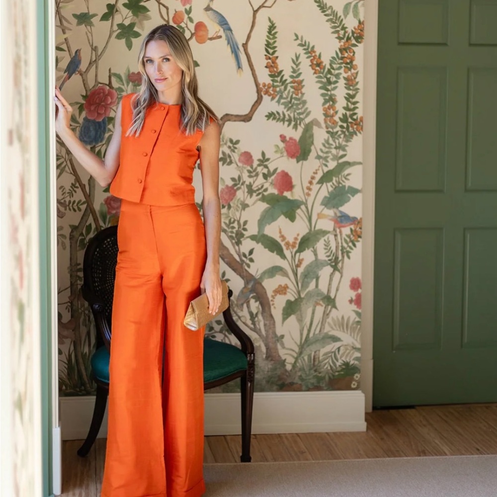 NWT - Julia Amory - “Julia” Cerise Silk Tangerine Pants